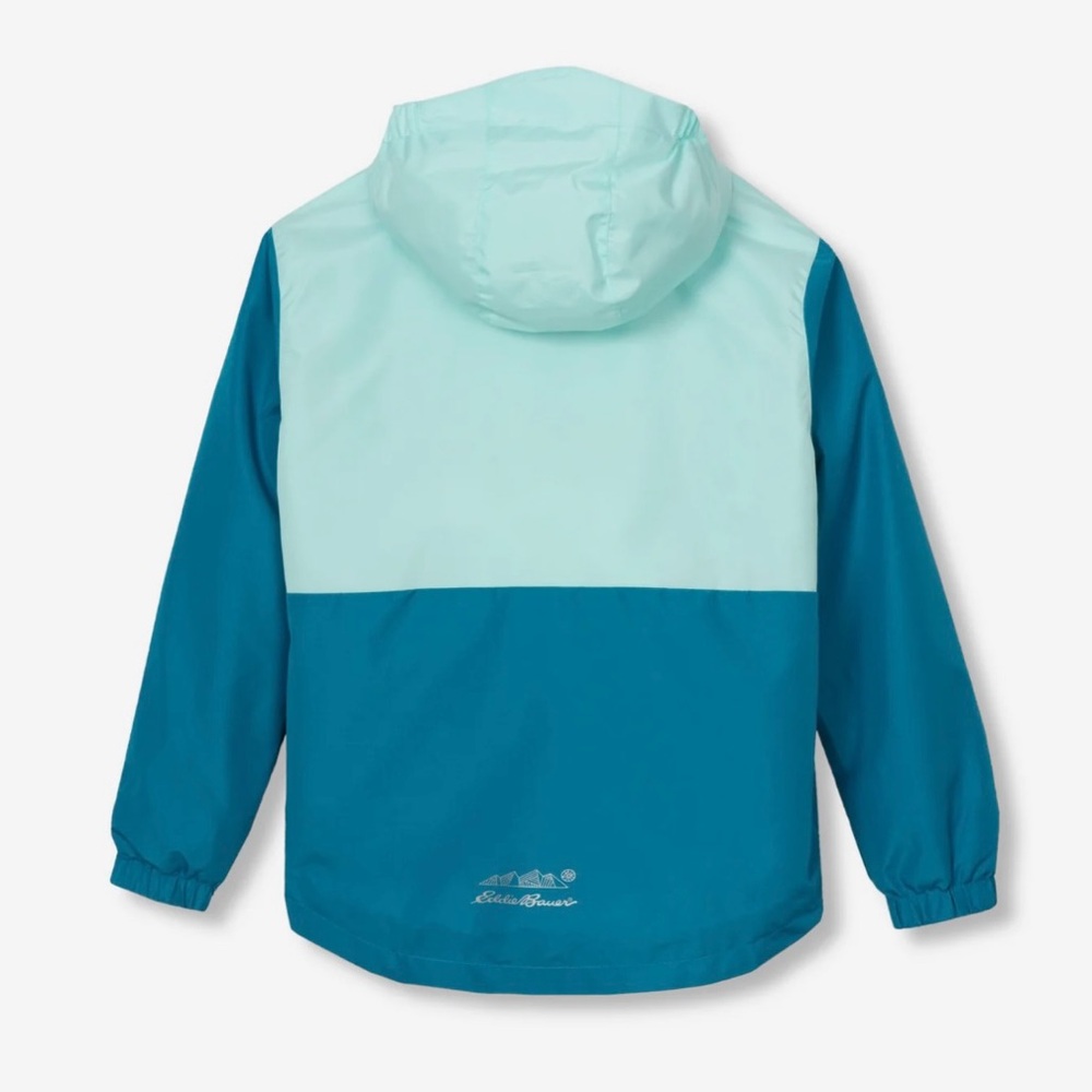 EDDIE BAUER Paradise Blue Hooded Zip Up Raincoat Poncho Waterproof Shell Jacket